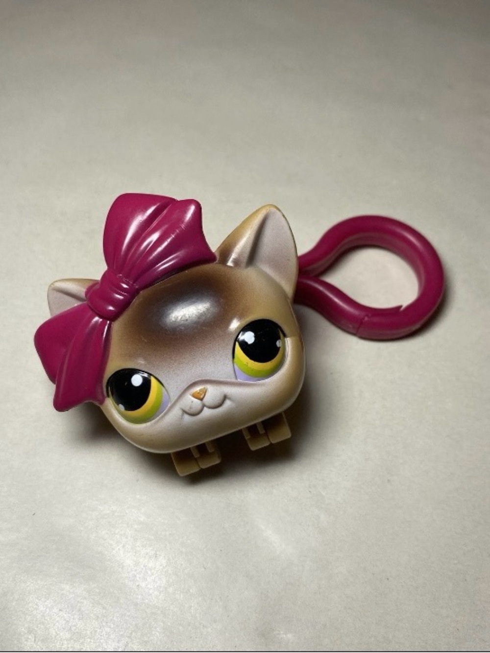 Littlest Pet Shop LPS Cat Backpack Charm Clip Lollipop Topper Bow 2004 RARE